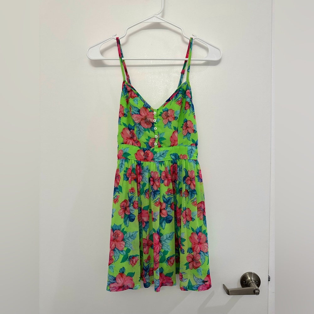 Hollister green floral dress